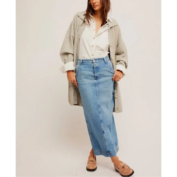 We the free - free people - Francisco denim jean cargo maxi skirt - Picture 2 of 10